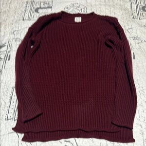 Hippie Rose Red Crew Neck Sweater with Ribbed Texture